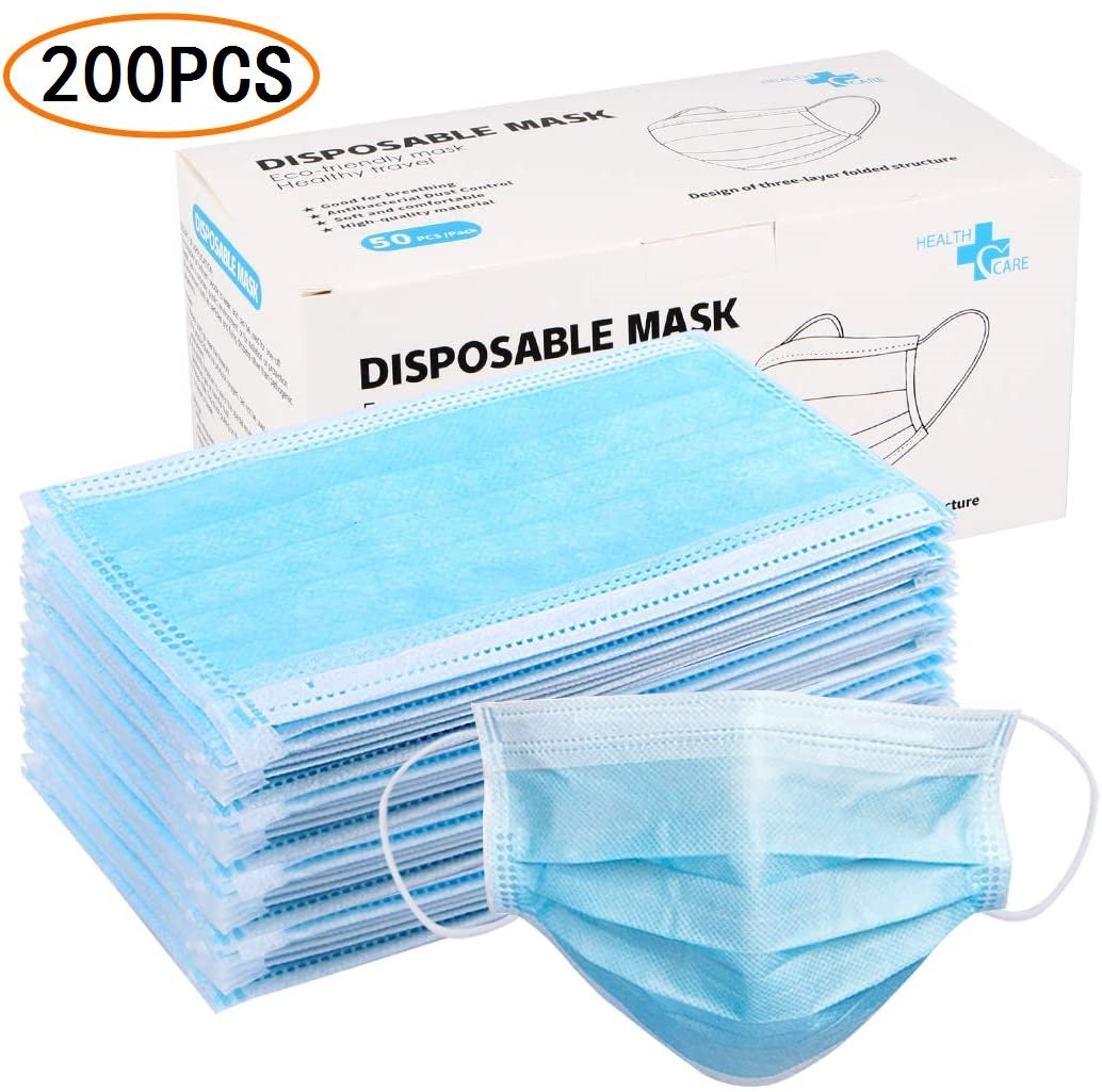 Disposable Face Masks with elastic ear loop dust filter virus defense Safety Industrial Mouth Cover (200 Pieces)