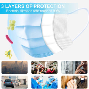 Disposable Face Masks with elastic ear loop dust filter virus defense Safety Industrial Mouth Cover (200 Pieces)