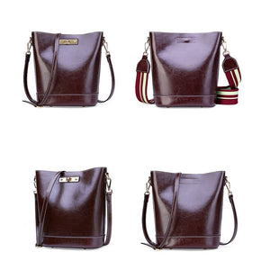 Amethyst AB43 Oil wax cowhide bucket bag separate design Shoulder bag(two straps)/Tote - Multiple colors