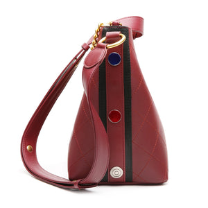 Amethyst AB069 Color clash crystal buckle Leather Shoulder bag/Tote-Multiple colors